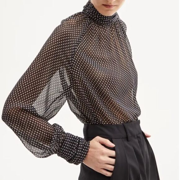 Nili Lotan Alana Top Polka Dot Blouse - Picture 2 of 11